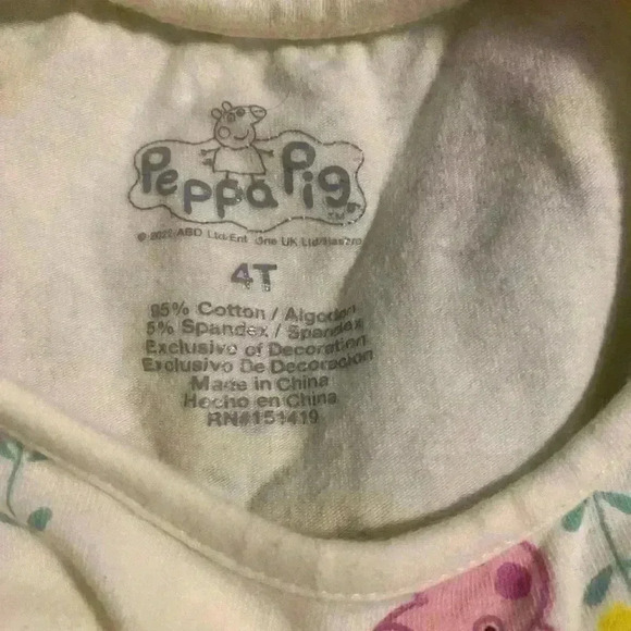 Peppa Pig dress with eyelet cap sleeves elastic waist in yellow Girls size 4T - Picture 3 of 6